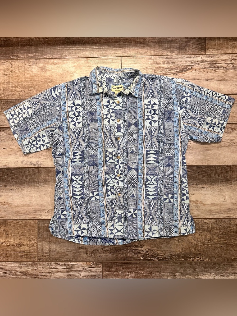 Casual Blue Patterned Button-Down Shirt by Cooke Street